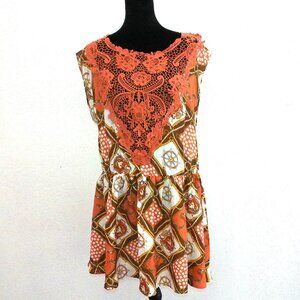 Hommage from Los Angeles Orange Mini dress, with crochet details,